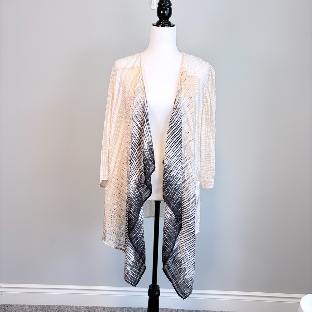 Chico's Travelers Sheer Duster Long Cardigan Kimono Resort Wear Size XL